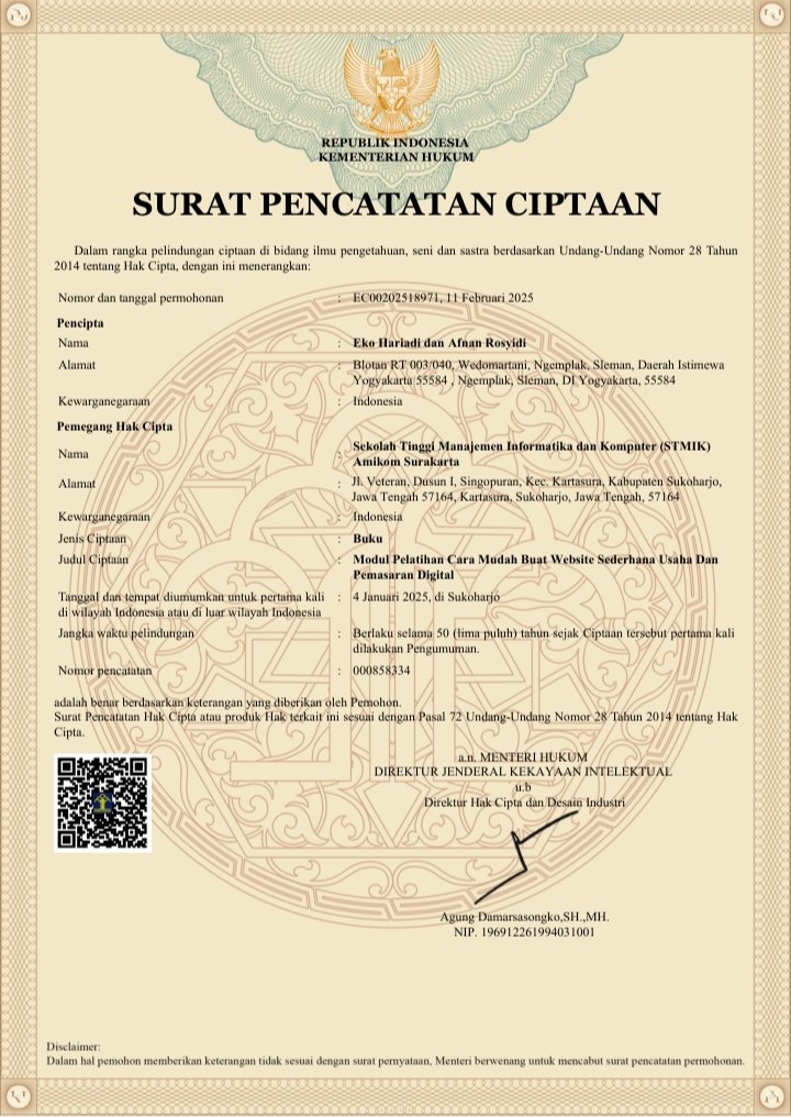 Sertifikat HAKI Modul Pelatihan